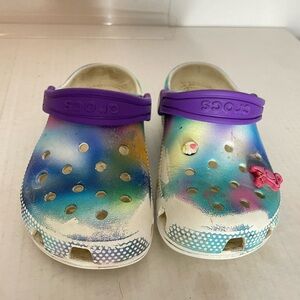 CROCS Kids' Colorful Spray Clogs with Purple Strap
